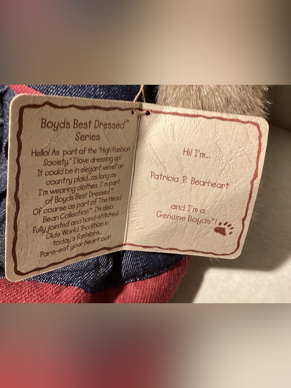 Boyds Bears Best Dressed Series Patricia P Bear Heart Denim Dress - Picture 6 of 8